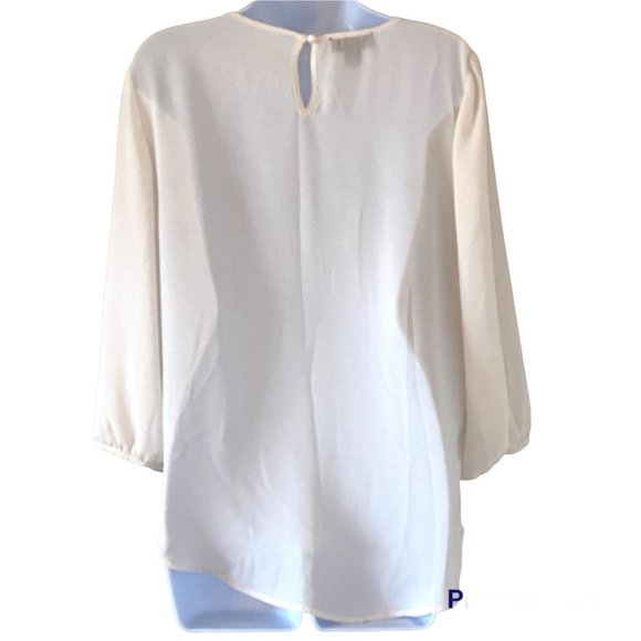 Alyx Lace Inset 3/4 Quarter Sleeve Blouse Cream Size Large - Picture 2 of 10